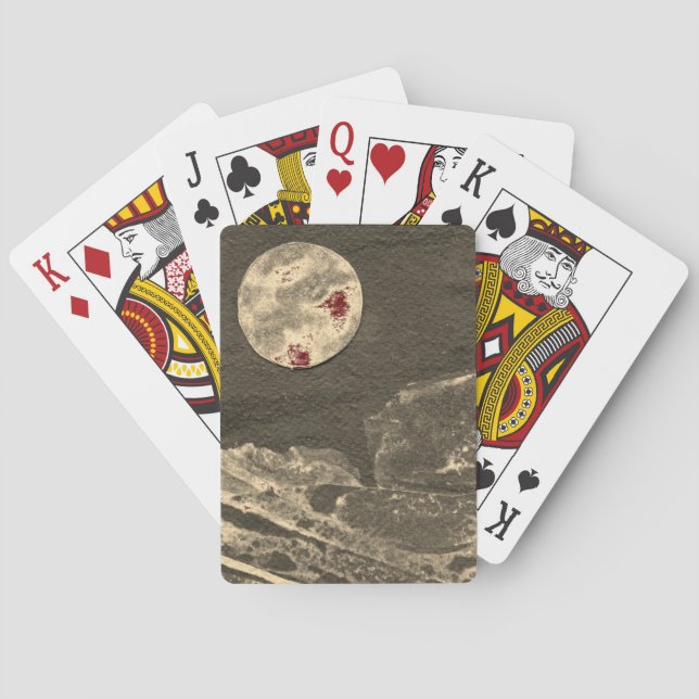 Eine nahe Sicht auf Fantasiewelten und ihre Monde Spielkarten (Rückseite)