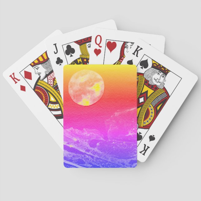 Eine nahe Sicht auf Fantasiewelten und ihre Monde Spielkarten (Rückseite)