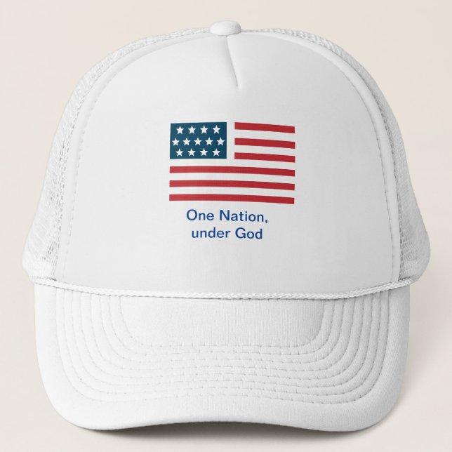 "Eine Nation..." Amerikanische Flagge Truckerkappe (Vorderseite)