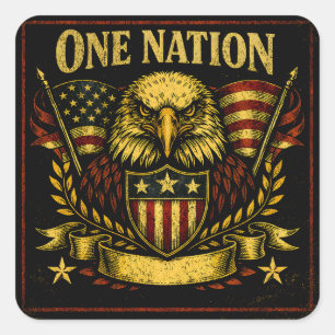 Eine Nation – Amerikanischer Stolz auf Einheit Quadratischer Aufkleber
