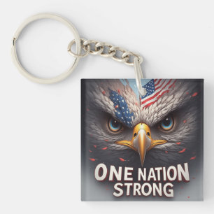 Eine Nation Stark USA-Flagge Patriotisches Geschen Schlüsselanhänger