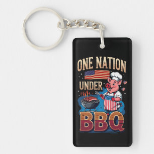 Eine Nation unter dem BBQ – Vintage-Chef Grillmeis Schlüsselanhänger