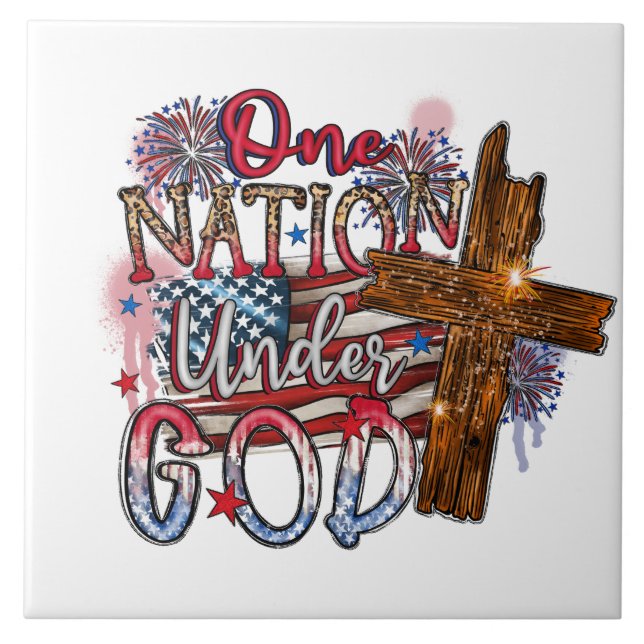 Eine Nation unter der Keramik Gottes Tile Fliese (Vorderseite)