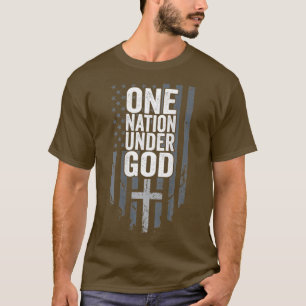 EINE NATION UNTER GOD Christliche US-Cross Flag T-Shirt