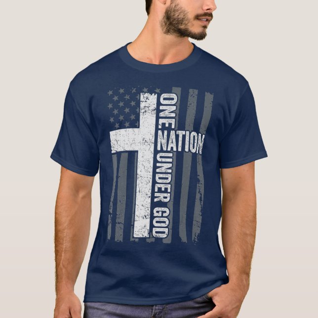 EINE NATION UNTER GOD Patriotic Christlich USA T-Shirt (Vorderseite)