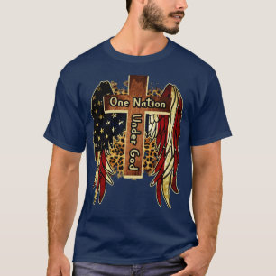 Eine Nation unter Gott 4. Juli Patriot Cross T-Shirt