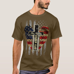 Eine Nation unter Gott beängstigende Flagge Patrio T-Shirt