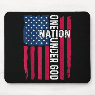Eine Nation unter Gott christliches Kreuz USA-Flag Mousepad