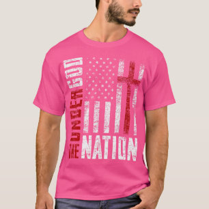 Eine Nation unter Gott Jesus American Flag Kreuz 4 T-Shirt