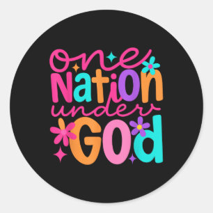 Eine Nation unter Gott, Jesus Bibel Kreuz Patrioti Runder Aufkleber