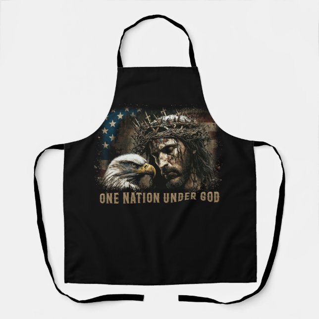 Eine Nation unter Gott Jesus Christlich Adler Amer Schürze (Vorderseite)