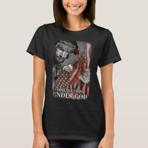 Eine Nation unter Gott Jesus Christlich Adler Amer T-Shirt