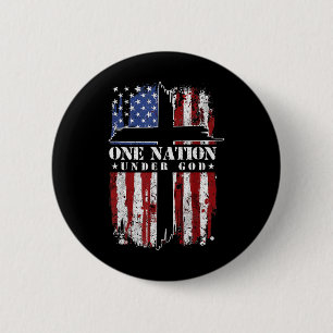 Eine Nation unter Gott Kreuz USA-Flagge 4. Juli Pa Button