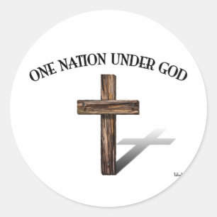 Eine Nation unter Gott mit robustem Kreuz Runder Aufkleber
