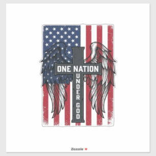 Eine Nation unter Gott Patrioten Kreuz Flügel Shir Aufkleber