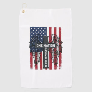 Eine Nation unter Gott Patrioten Kreuz Flügel Shir Golfhandtuch