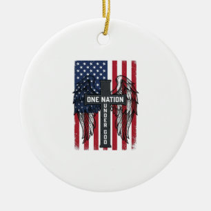 Eine Nation unter Gott Patrioten Kreuz Flügel Shir Keramik Ornament