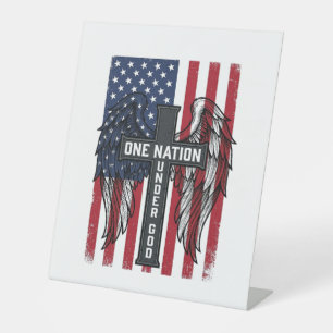 Eine Nation unter Gott Patrioten-Kreuz-Flügel-Shir Sockelschild