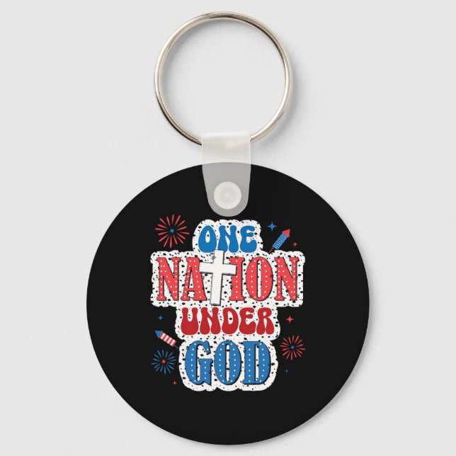 Eine Nation unter Gott Patriotic 4. Juli Schlüsselanhänger (Vorderseite)