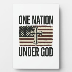 Eine Nation unter Gott patriotisches Kreuz Fotoplatte