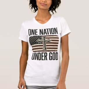 Eine Nation unter Gott patriotisches Kreuz T-Shirt
