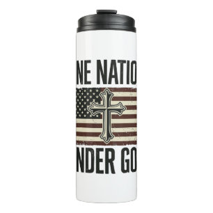 Eine Nation unter Gott patriotisches Kreuz Thermosbecher
