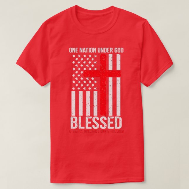 Eine Nation unter Gott segnete Patriotic American  T-Shirt (Design vorne)