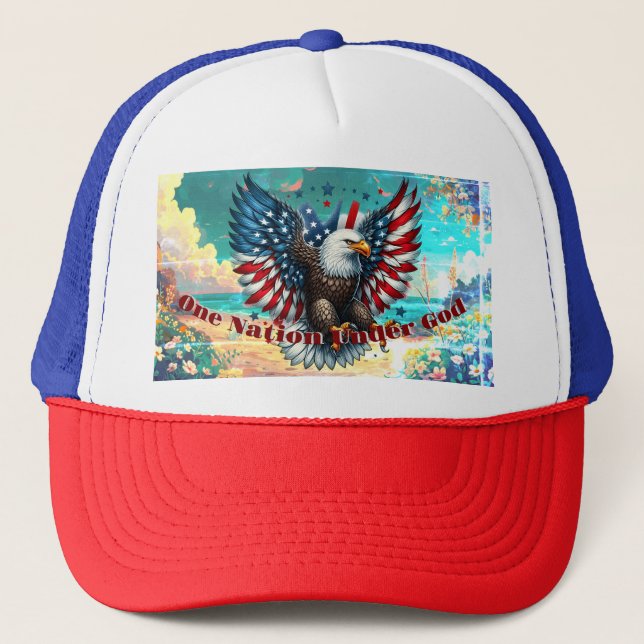 Eine Nation unter Gott Trucker Hat Truckerkappe (Vorderseite)