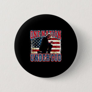 Eine Nation unter Gott Trump betet Jesus USA-Flagg Button