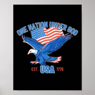 Eine Nation unter Gott USA-Flagge 4. Juli EST 1776 Poster