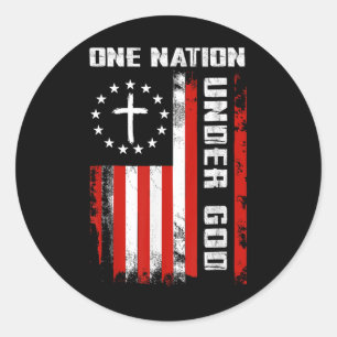 Eine Nation unter Gottes amerikanischer Flagge Kre Runder Aufkleber