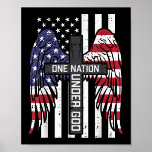 Eine Nation unter Gottes Cross Flag Wings Memorial Poster