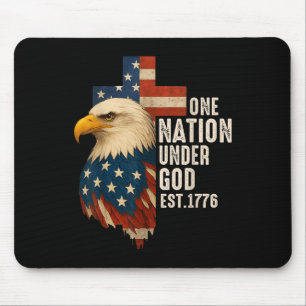 Eine Nation unter Gottes Flag 4. Juli Patriotic Ch Mousepad
