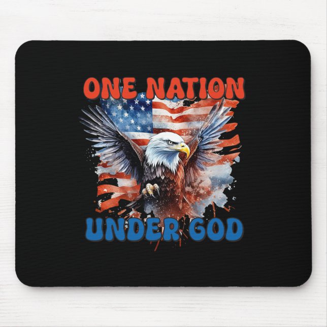 Eine Nation unter Gottes Flag 4. Juli Patriotic Ch Mousepad (Vorne)