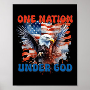 Eine Nation unter Gottes Flag 4. Juli Patriotic Ch Poster