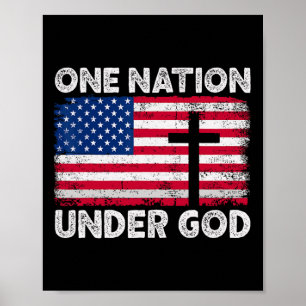 Eine Nation unter Gottes Flag 4. Juli Patriotic Ch Poster
