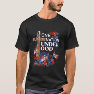 Eine Nation unter Gottes Flag 4. Juli Patriotic Ch T-Shirt