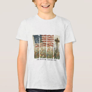 Eine Nation unter Gottes Flag 4. Juli Patriotic Ch Tri-Blend Shirt