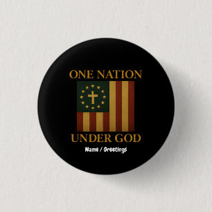 Eine Nation unter Gottes Flagge Patriotisch Christ Button