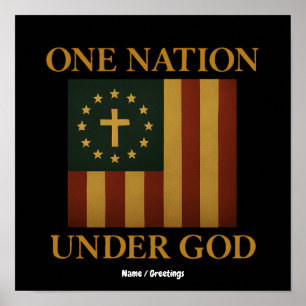 Eine Nation unter Gottes Flagge Patriotisch Christ Poster