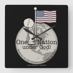 Eine Nation unter Gottes-Kleiner Junge unter US-Fl Quadratische Wanduhr