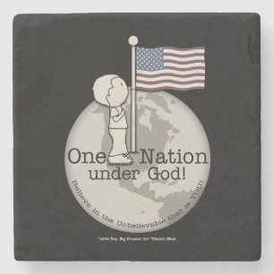 Eine Nation unter Gottes-Kleiner Junge unter US-Fl Steinuntersetzer