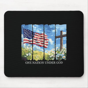 Eine Nation unter Gottes Kreuz-USA-Flagge Glaube C Mousepad