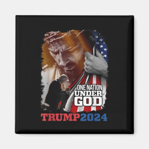 Eine Nation unter Gottes Präsident Trump 2024 Amer Magnet
