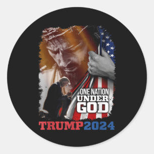 Eine Nation unter Gottes Präsident Trump 2024 Amer Runder Aufkleber