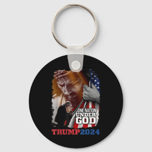 Eine Nation unter Gottes Präsident Trump 2024 Amer Schlüsselanhänger