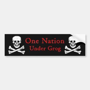 Eine Nation unter Grog-Autoaufkleber (rote Liter) Autoaufkleber