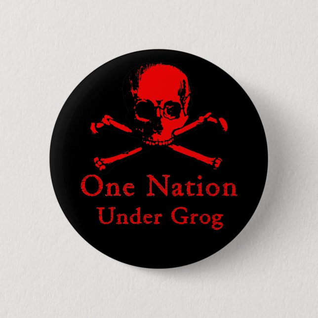Eine Nation unter Grogknopf (roter Schädel) Button (Vorderseite)