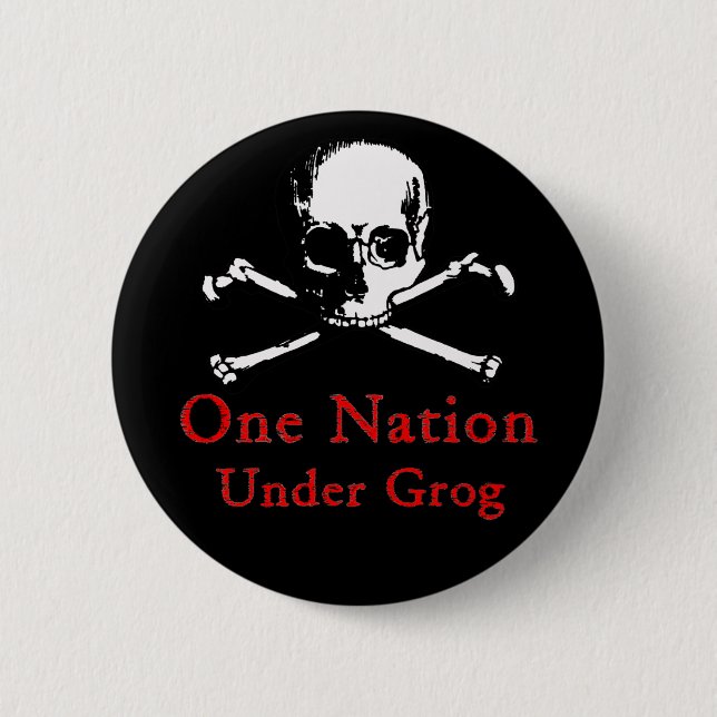 Eine Nation unter Grogknopf (weißer Schädel) Button (Vorderseite)