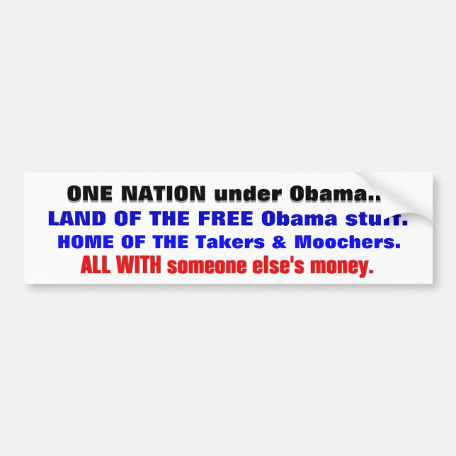EINE NATION unter ObamaHOME des FREIEN Autoaufkleber (Vorne)